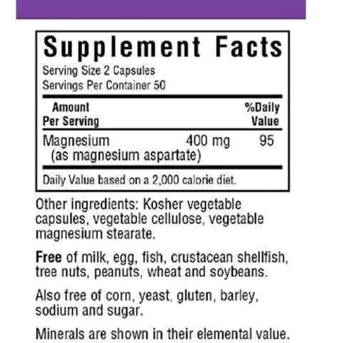 Bluebonnet Magnesium Aspartate Магний аспартат 100 капсул: Тип Магний