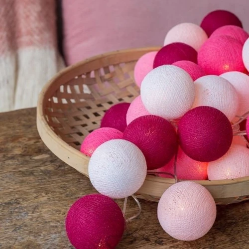Гирлянда Cotton ball lights на 20 шаров 3,8м, Pink