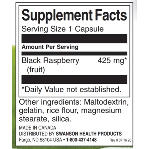 Swanson Full Spectrum Black Raspberry Черная малина 425 мг 60 капсул: Форма выпуска Капсулы