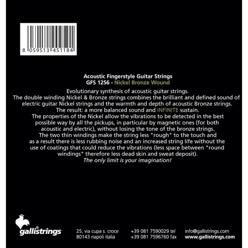 Струна для гитар Струны для акустической гитары Gallistrings GFS 12-56 MEDIUM LIGHT: Назначение Для акустической гитары