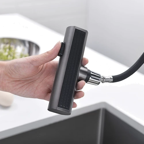 Смеситель для кухни Lefton Waterfall & Pull-Out Kitchen Faucet with Temperature Display-KF2209 Grey фото 10