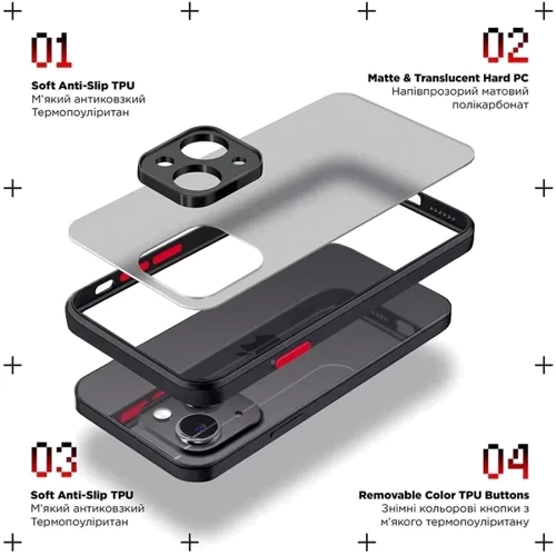 Чехол для телефонов ArmorStandart Frosted Matte Red for Xiaomi Redmi Note 13 4G (ARM73357): Совместимость Xiaomi Redmi Note 13 4G