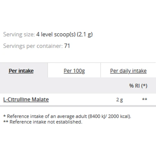 Аминокислота для спорта Prozis L-Citrulline Malate 150 g Natural: Тип Цитруллины