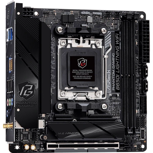 ASRock B650I LIGHTNING WIFI: Дополнительно Адаптер Wi-Fi, Поддержка UEFI, Радиатор на VRM, Поддержка RAID