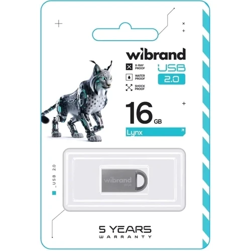 USB-флешка Wibrand 16Gb Lynx USB 2.0 Silver (WI2.0/LY16M2S): Стандарт USB USB 2.0