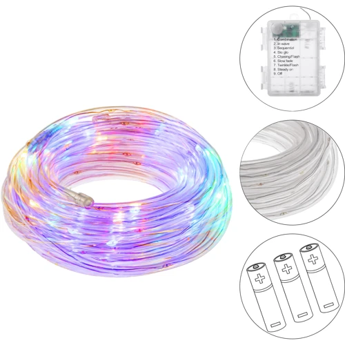 Гірлянда дюралайт на батарейках Springos Rope Lights 5 м 50 LED CL0856 Mix: Довжина, м 5