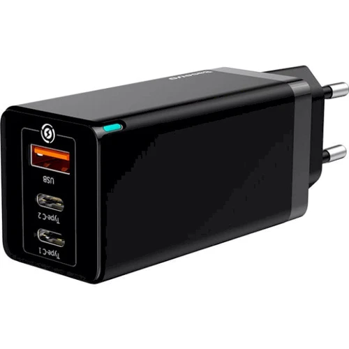 Зарядное устройство Baseus Wall Charger GaN2 2xUSB-C+USB 65W Black (CCGAN-B01): Кабель в комплекте отсутствует