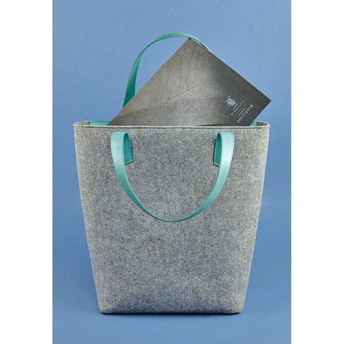 Женская сумка шоппер BlankNote бирюзовая (BN-BAG-17-felt-tiffany): Фактура Матовая, Тканая