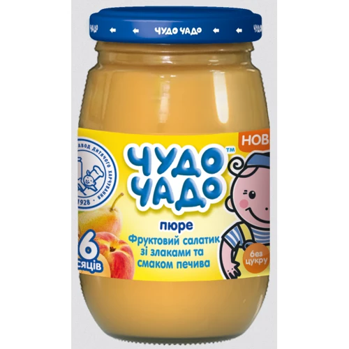 Пюре Чудо-Чадо Фруктовый салатик, с печеньем и злаками, 170 г