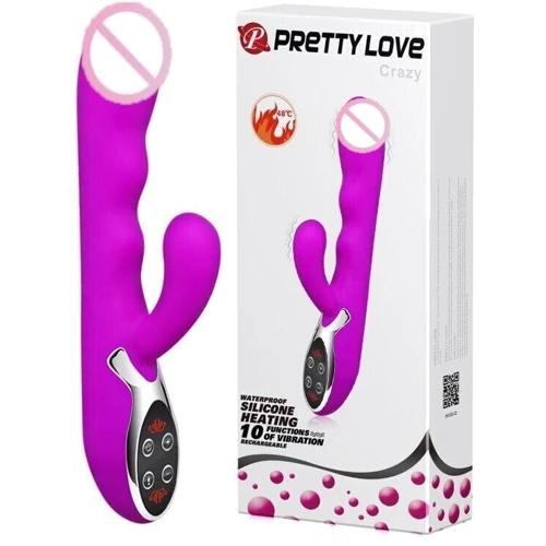 Вибратор с клиторальным стимулятором и функцией нагрева PRETTY LOVE - Crazy, BI-014109