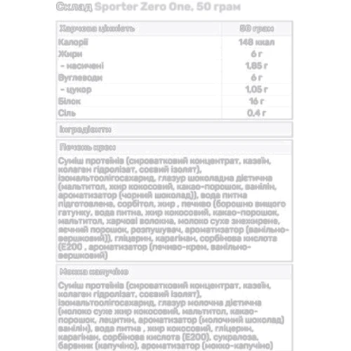 Протеиновые батончики Sporter ZerOne 25x50g Сoconut ice cream: Пол Унисекс