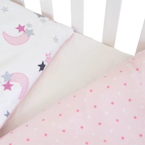 Змінне ліжко Twins Comfort Soft (фланель) 3010-TS-08, Stars pink, білий/рожевий
