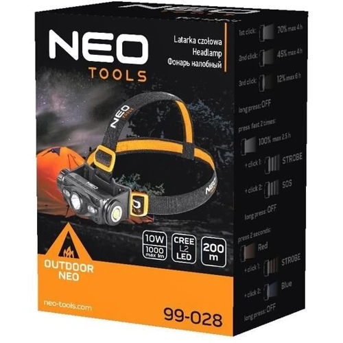 Фонарь туристический Neo Tools 99-028: Тип Налобный