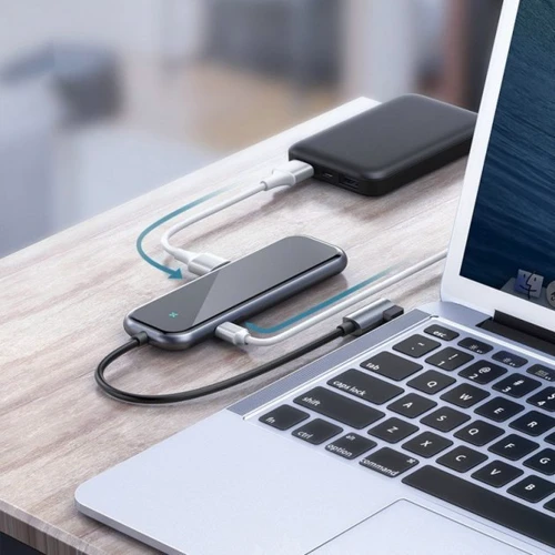 Адаптер Baseus Adapter USB-C to 3xUSB3.0+HDMI+USB-C Deep Gray (CAHUB-BZ0G): Дополнительные разъемы USB-C, HDMI, USB OTG