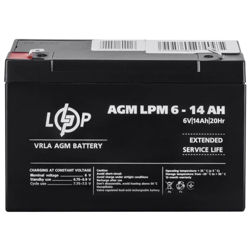 Аккумуляторная батарея LogicPower LPM 6V 14 Ah, AGM (4160): Тип AGM