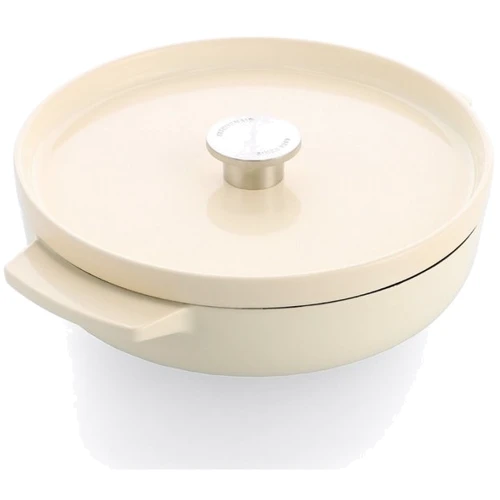 Сотейник чугунный с крышкой KitchenAid 26 см 2.77 л миндальный крем (CC009010-001)