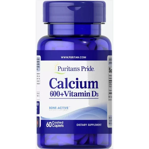Puritan's Pride Calcium Carbonate + Vitamin D3 Карбонат кальция + витамин D 600 мг 60 таблеток
