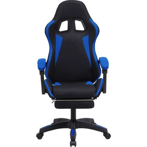 GT Racer X-2324 Fabric Black/Blue: Оснащение Поясничный валик, Подставка для ног, Механизм качания, Подголовник, Подлокотники, С колесиками