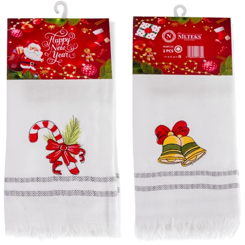 Полотенце Nilteks Сhristmas с бахромой 40х60 см набор 2 шт. (725-038)