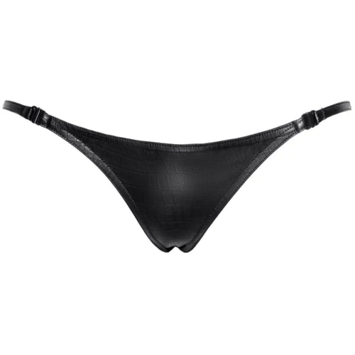 Трусики Noir Handmade P012 Wild crocodile wetlook thong with double opening Вlack, 3XL