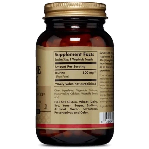 Solgar Taurine, 500 mg, 100 Vegetable Capsules (SOL-02701): Тип таурин