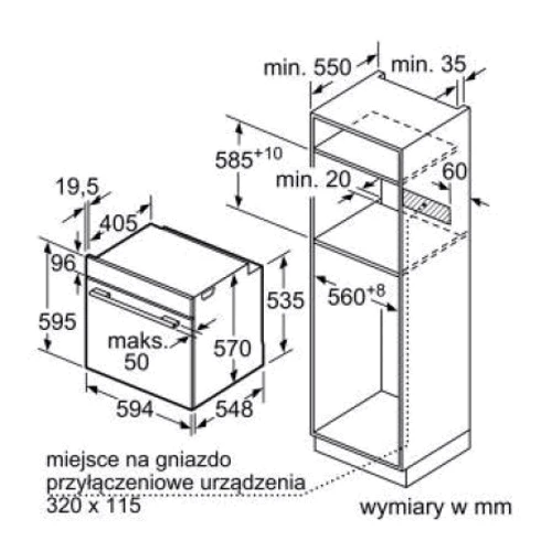 Духовой шкаф электрический Bosch HRA3380S1: Объем, л 71