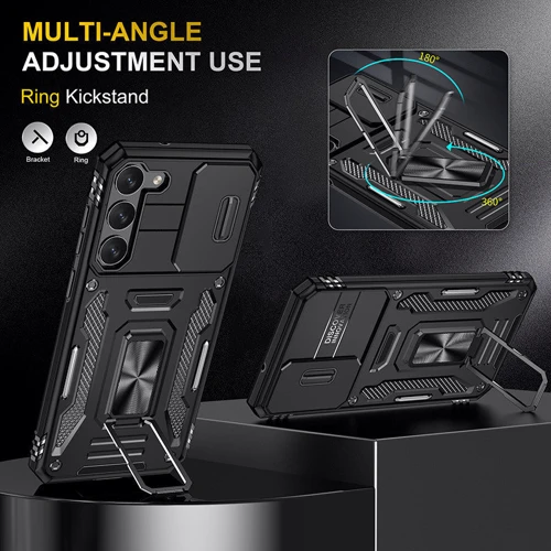 Чохол для телефона Mobile Case Camshield Army Ring Black для Samsung S916 Galaxy S23 Plus: Матеріал силикон + поликарбонат