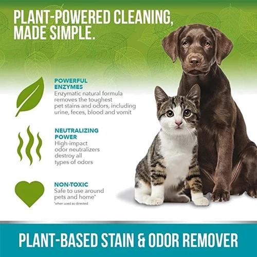 Жидкое средство растительного происхождения Simple Solution Plant-Based Stain and Odor Remover для нейтрализации запахов и удаления стойких пятен от жизнедеятельности домашних животных 945 мл (ss13861 фото 2