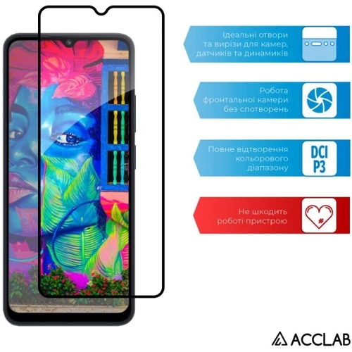 Аксесуар для смартфона ACCLAB Tempered Glass Full Glue Black для Xiaomi Redmi 12C: Колір черный