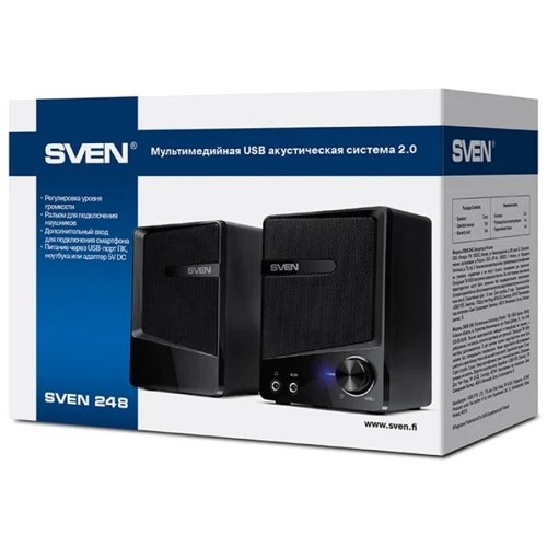 Акустична система SVEN 248 Black: Діапазон відтворюваних частот 90-20000 Гц