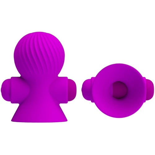 Вакуумные стимуляторы для сосков с вибрацией LYBAILE Pretty Love Vibrating Nipple Suckers Purple
