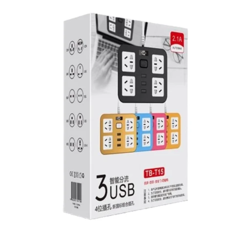 Мережевий фільтр Voltronic TВ-Т15 4 розетки 3xUSB Blue (ТВ-Т15-Blue): Кількість розеток, шт 4