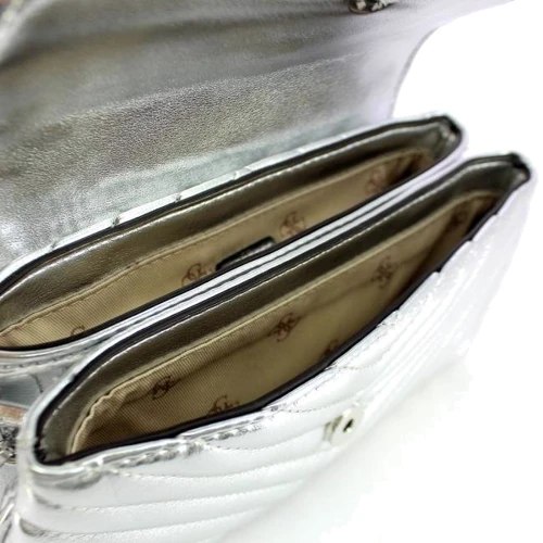 Жіноча сумка через плече Guess Blakely Shoulder Bag срібляста (HWMY7663200-SIL): Фактура Стьобана, Гладка, глянцевий