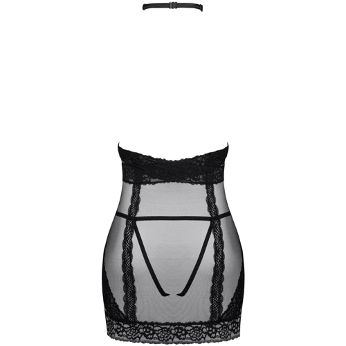 Эротическая сорочка с открытой грудью Obsessive Lacrisia black XL/2XL