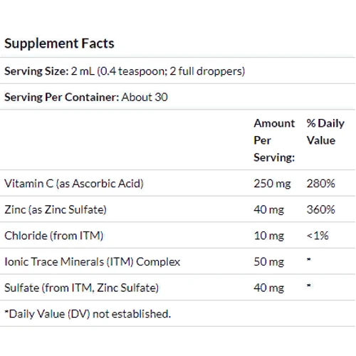 Trace Minerals Research Vitamin C + Ionic Zinc, 2 fl oz (59 ml) (TMR-00568): Форма выпуска Жидкость