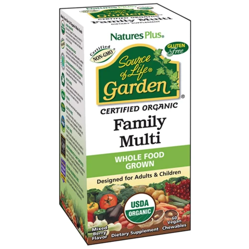 Natures Plus Source of Life Garden Family Multi 60 chewables Органические мультивитамины для всей семьи