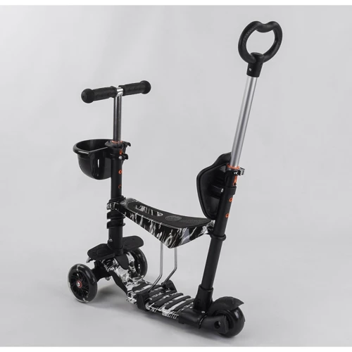 Самокат 5в1 Best Scooter, PU колеса, подсветка колес, Абстракция Black/White (102022): Тип колес литые