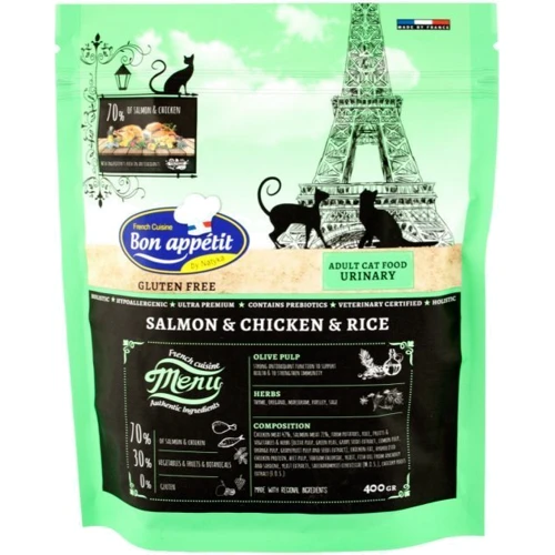 Сухой корм Bon Appétit Adulte Urinary Cat Salmon & Chicken & Rice для кошек c заболеваниями мочевыводящих путей с лососем, курицей и рисом 0.4 кг (3760240681854)