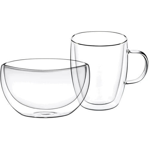 Набор для завтрака Ardesto чашка + пиала с двойными стенками (AR2650BHR)