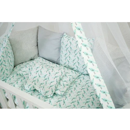 Постельный комплект 8 эл. Twins Dolce Птички 4064-DB-406, mint, мятный