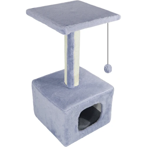 Когтеточка Lucky Pet домик Грот мех серая 33x33x67 см (193741)