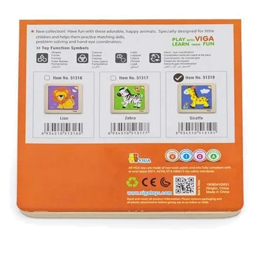 Дерев'яний міні-пазл Viga Toys Жираф, 4 ел. (51319): Тип пазл