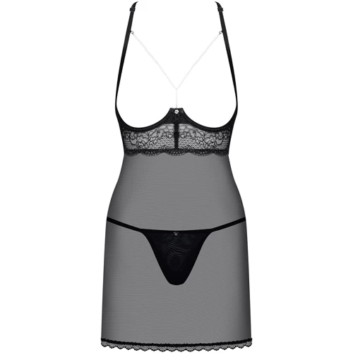 Сексуальный комплект пеньюар + стринги Obsessive Pearlove black S/M