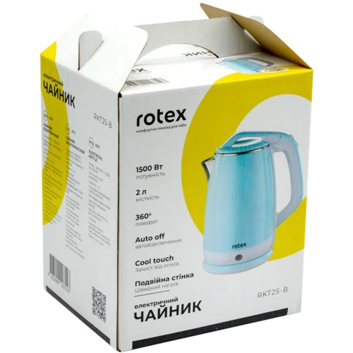 Електрочайник Rotex RKT25-B: Потужність, Вт 1500
