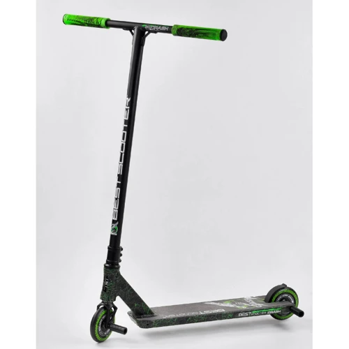 Самокат трюковый Best Scooter "CRASH" HIC-система, ПЕГИ, алюминиевый диск и дека Black/Green (102313)