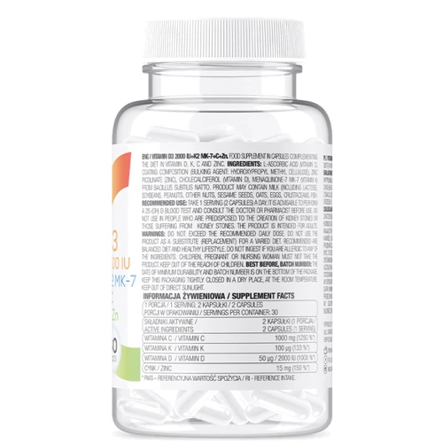 OstroVit Vitamin D3 2000 IU + K2 MK-7 + C + Zinc Витаминный комплекс 60 капсул: Тип Комплексные