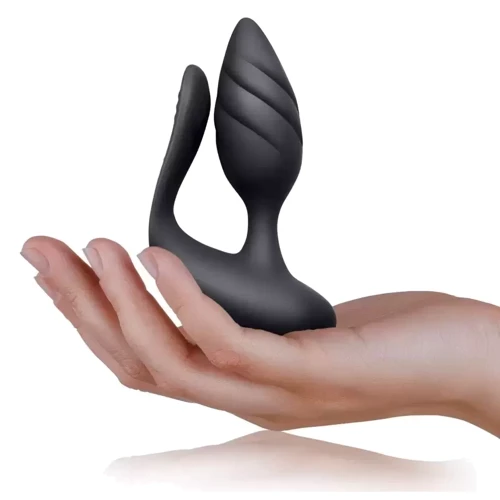 Анально-вагінальний вібратор для пар Rocks Off Cocktail Black, пульт ДУ