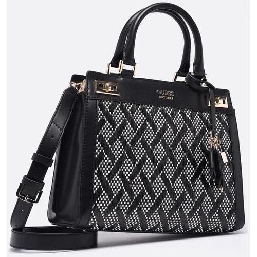 Сумка жіноча GUESS KATEY LUXURY SATCHEL чорна (HWWR7870260-BLA): Фактура Матовая, Плетеная