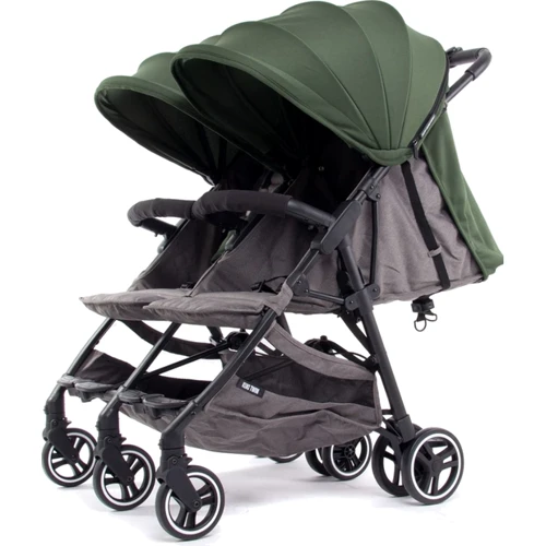 Прогулочная коляска для двойни Baby Monsters Kuki Twin, зеленый, черное шасси (BMKT-10005_012)