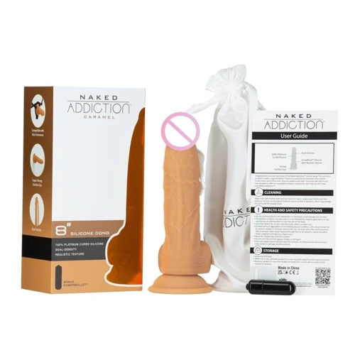 Фаллоимитатор Naked Addiction — 8″ Silicone Dual Density Dildo Vanilla, вибропуля в подарок